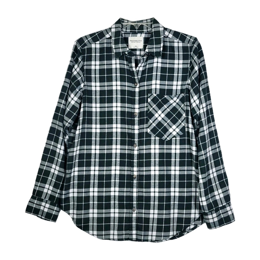 ​Abercrombie & Fitch Green Plaid Soft Collection Boyfriend Fit‎ Shirt M